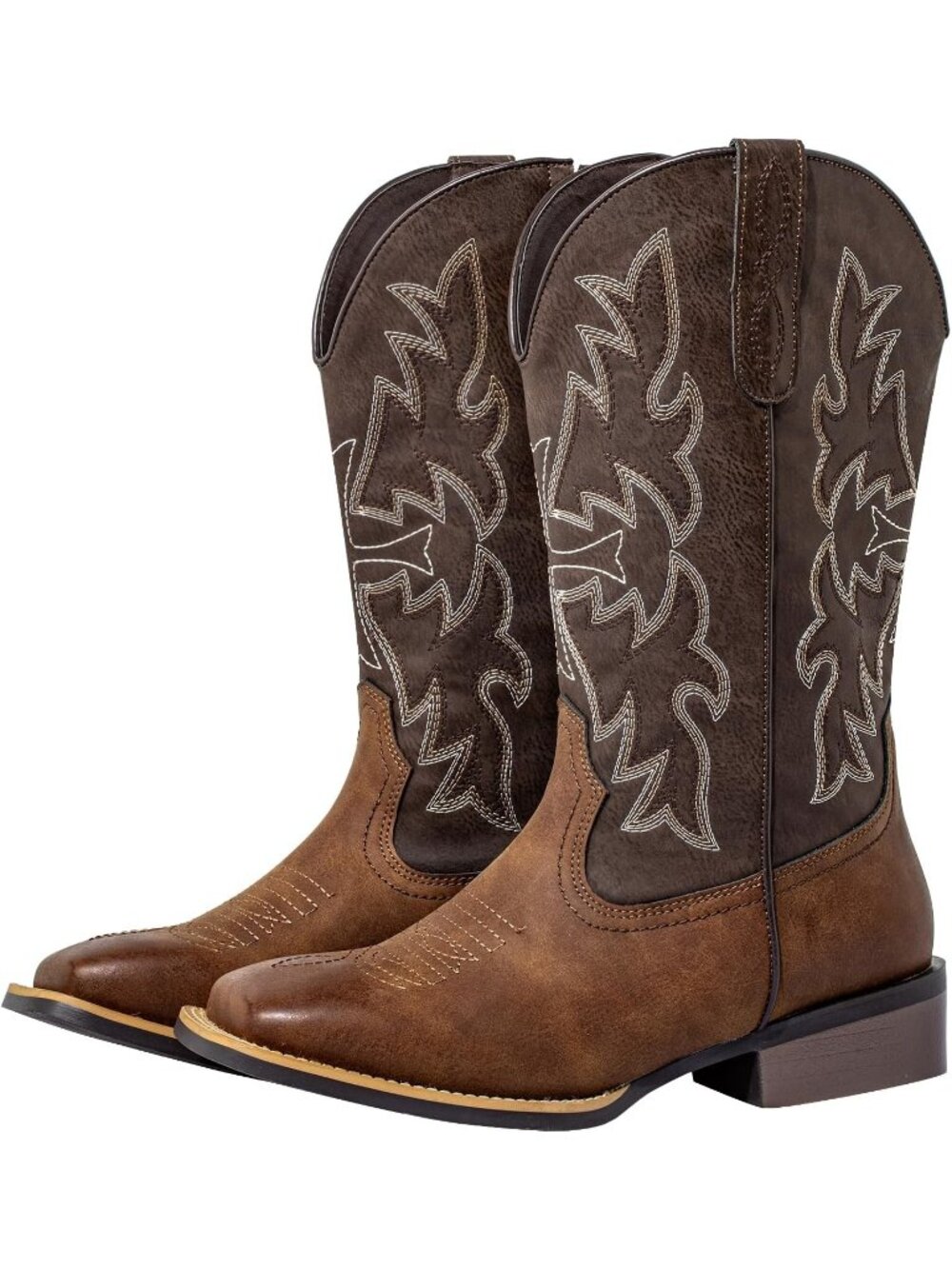Women’s Brown Extra Wide Calf Cowboy Boots Western Cowgirl Knee High Boots